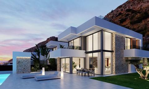 Magnífica villa con vistas al mar y a la montaña en un complejo de lujo en Sierra Cortina, Finestrat