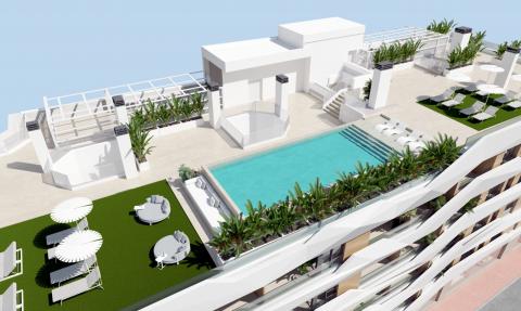  Apartment 3 bedrooms 100 meters to the beach in a residence with a common recreation area and a swimming pool on the solarium