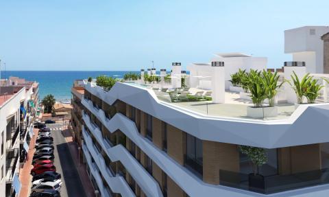 Apartment 100 meters to the beach in a residence with a common recreation area and a swimming pool on the solarium