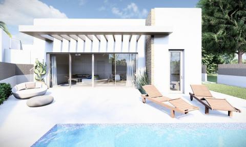 Modern villa with three bedrooms and a private pool in Villamartin.